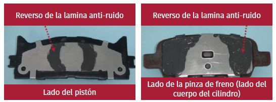 Lados del pistón y la pinza de freno