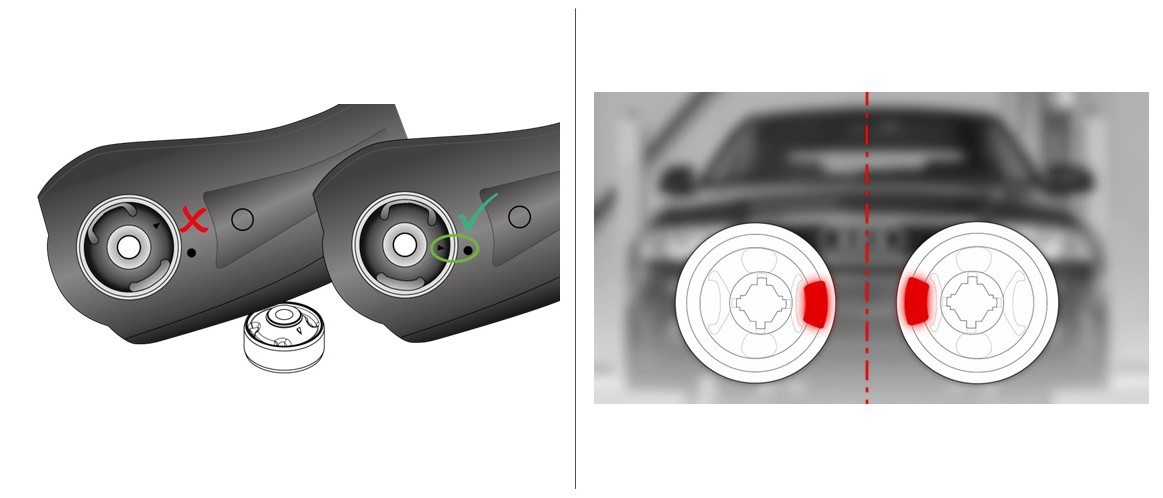 Correct installation of asymmetric bushing